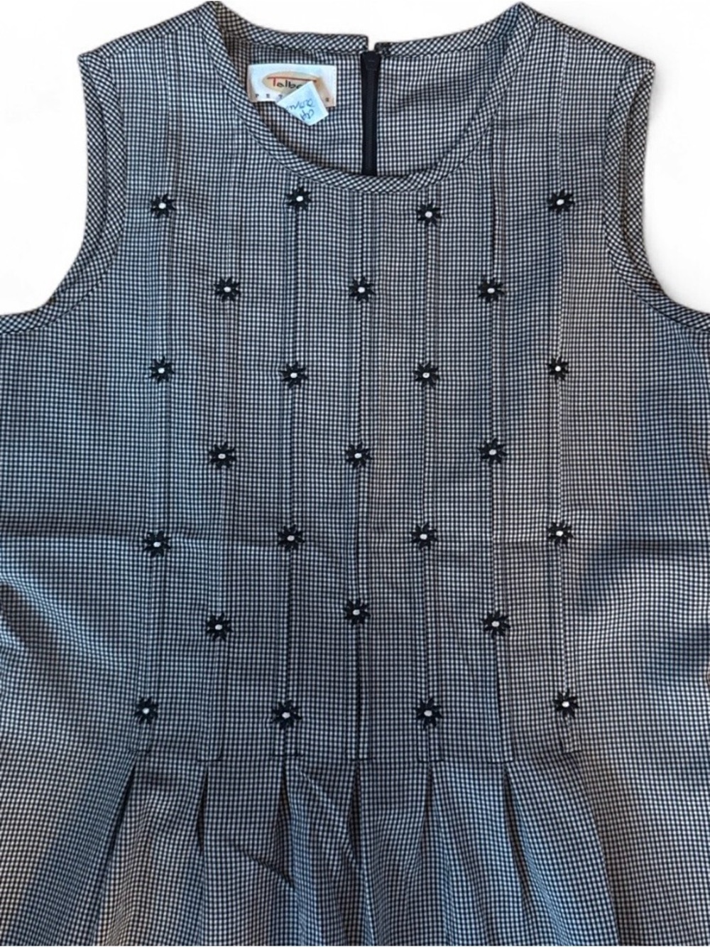 90s gingham tank dress with floral embroidery